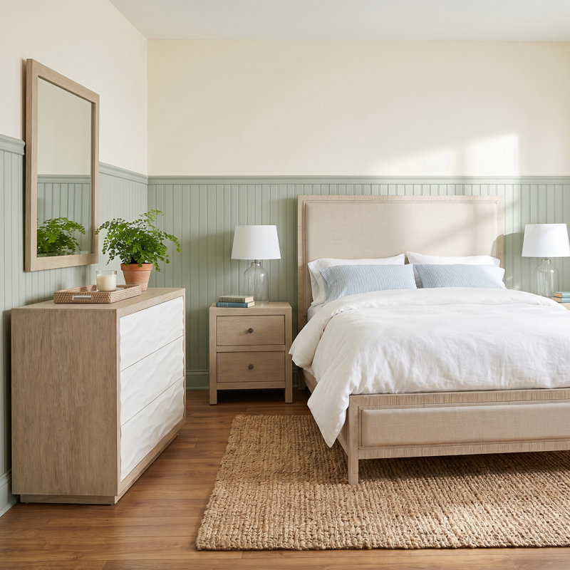 Oasis 5 Piece Queen Bedroom Set, 5 Pcs: Bed, 2 Nightstands, Dresser, Mirror, Queen