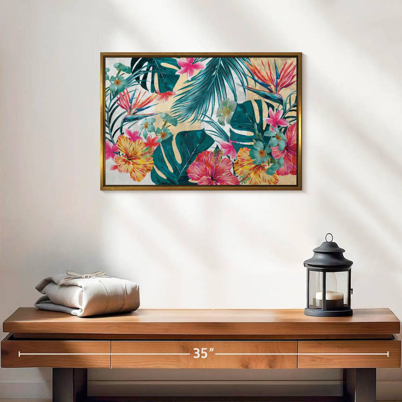 Flore tropicale, Cadre flottant doré, 19 po x 13 po