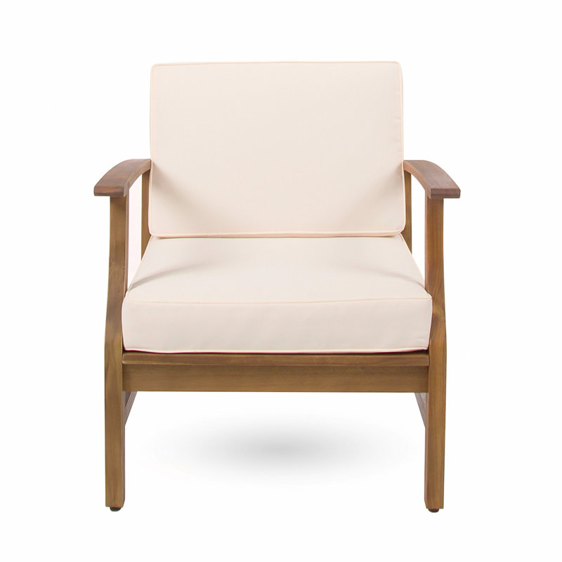Ensemble de 2 chaises de patio en bois d'acacia pour jardin de patio, Crème