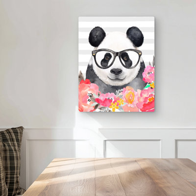 Panda with Glasses  Asian Bedroom Metal Print  Home Decor