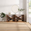 Console avec rangement, 70,36 po, blanc, en forme de X détachable pour le salon, l'entrée, le couloir de bureau, le vestibule