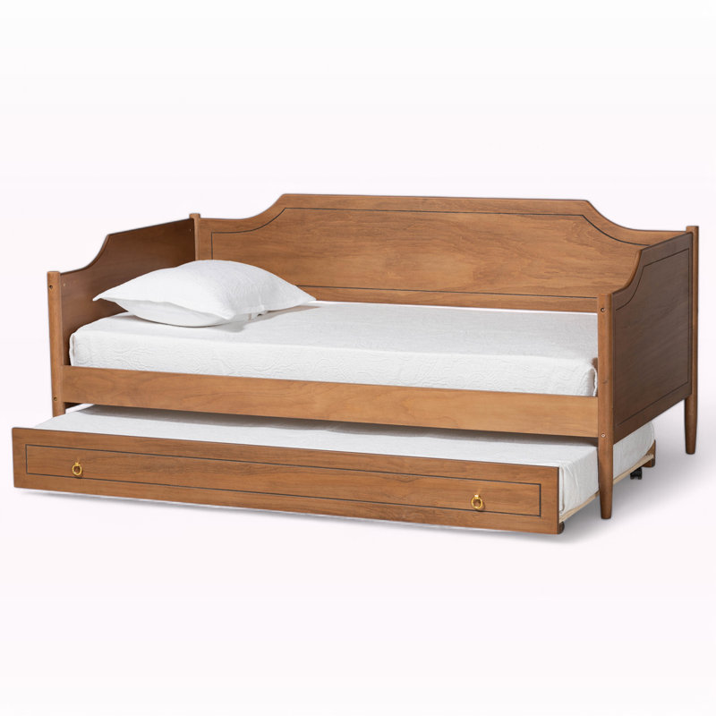 Solid Wood Daybed with Trundle, Twin, Brown