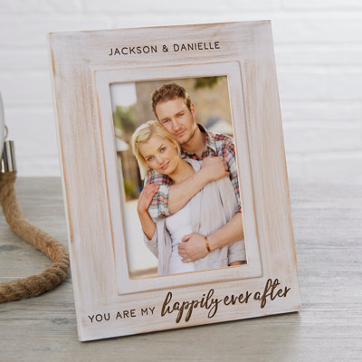 Cadre photo simple en bois biseauté 4 "x 6" Happily Ever After