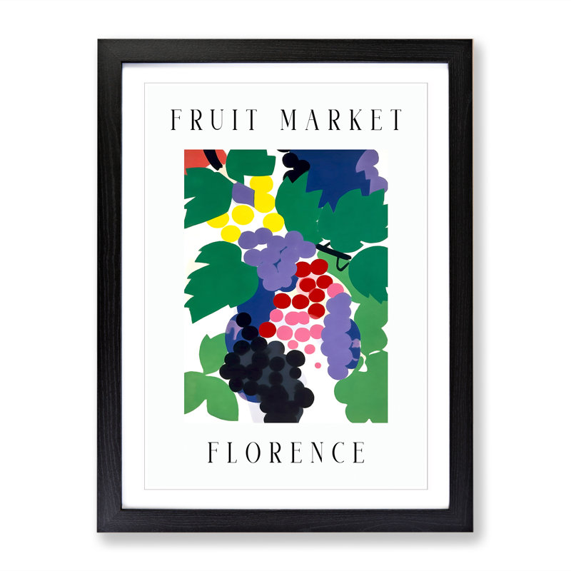 Grapes Florence Fruit Market Exhibition - Single Picture Frame Print on Wood, 46cm H x 34cm W x 2cm D