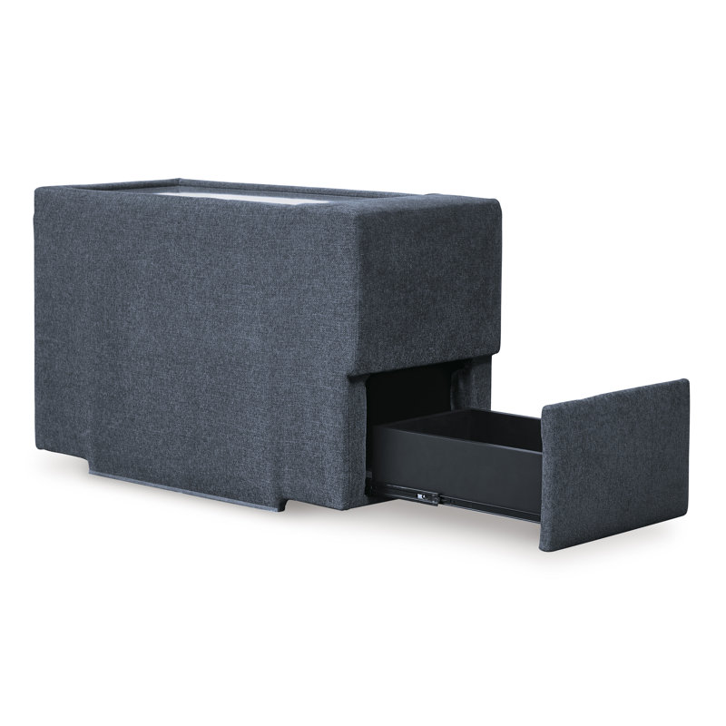 Canapé modulaire équilibré 7 pièces avec audio et consoles de rangement Depew, Polyester bleu
