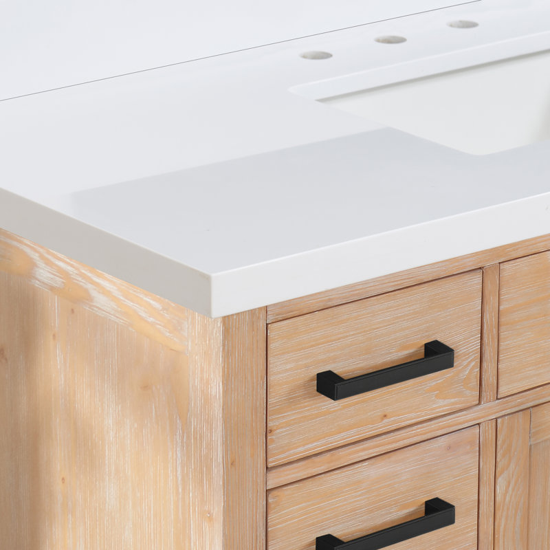 Altair Snow White 84" Engineered Stone Vanity Top with Ceramic Sinks