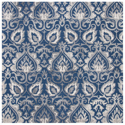 Tapis bleu marine en laine / coton touffeté à la main Pimentel