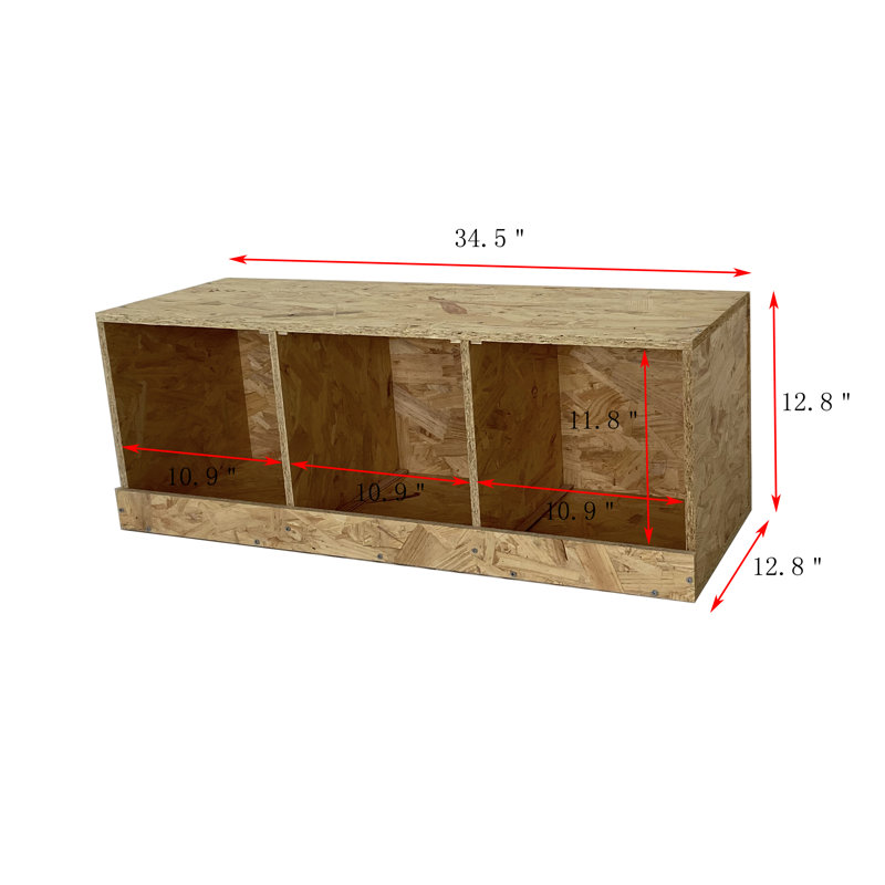 Natural Wood Triple Nesting Box for Hens