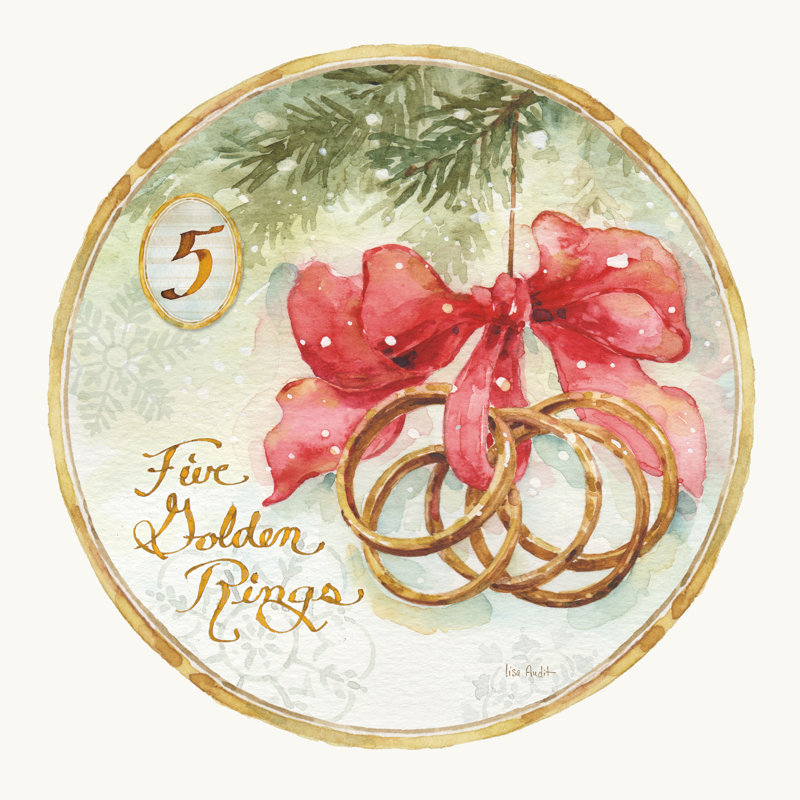 12 Days Of Christmas V Round - Wrapped Canvas Painting, 30cm H x 20cm W x 3.8cm D