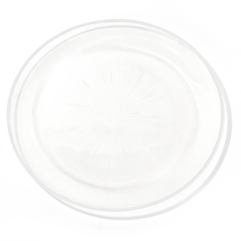 Clear Glass Charger Plate with White Rim, 12.6"