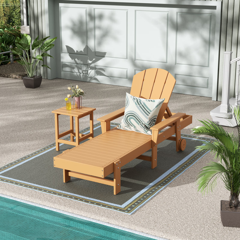 Laguna Outdoor Chaise Lounge with Table, Teak