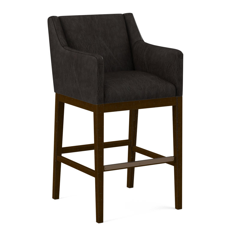 Upholstered Stool, Applause Bajah Ruby, Weathered Gray