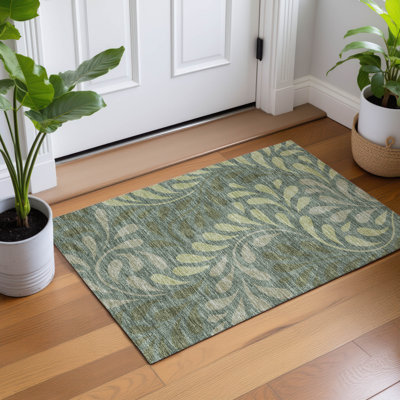 Machine Washable Indoor/Outdoor Lanphear ACN2411 Botanical Rug