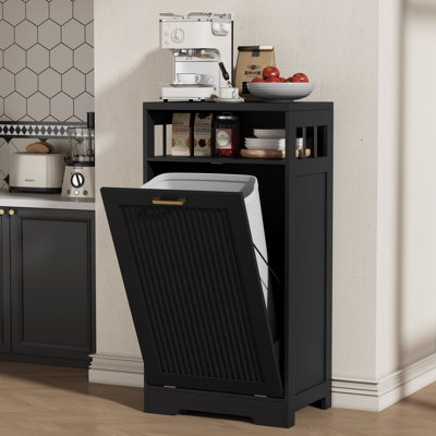 Armoire à poubelle basculante cannelée de 13 gallons avec étagère