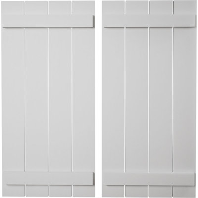 Rustic Four Board Spaced Board-n-Batten Faux Wood Shutters (Per Pair)