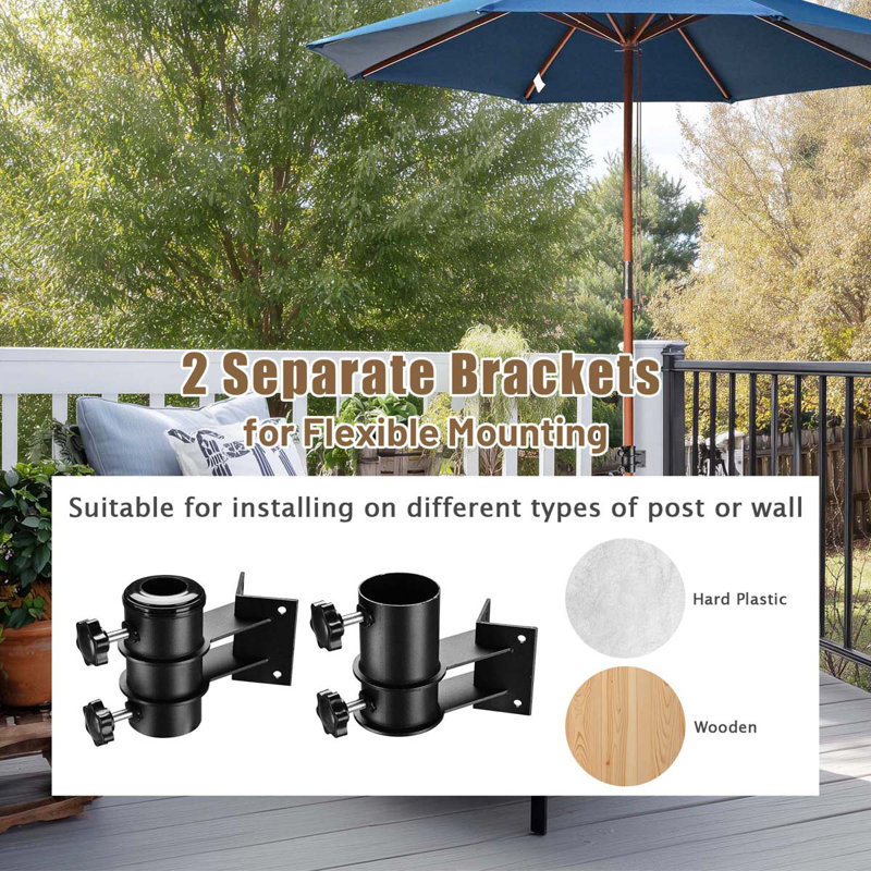 deck post mount for offset patio umbrella NATUREIN Heavy Duty Holder, Stainless Steel Umbrella Stand,Deck Umbrella Bracket Outdoor Railing Post,Fences,Balcony(Fit Max OD 2") Garden Secure your Midtown cantilever umbrella with The Wood Deck Base Plate LAGarden Deck Umbrella Mount Holder