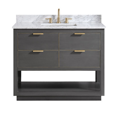Meuble-lavabo simple 42 po avec plateau en marbre de Carrare Allie