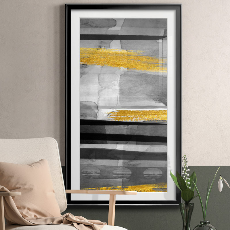 Layers of Time I - Peinture encadrée, Noir, H 14,5 po x l 26,5 po x P 1,5 po