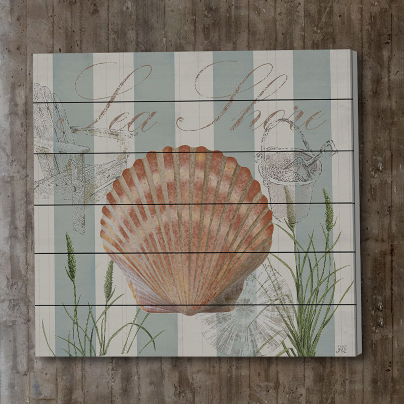 Gold Shell - No Frame Print on Wood, 61 cm H x 61 cm W x 4 cm D