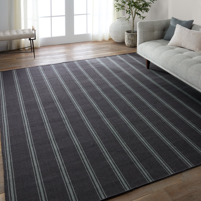 Striped Area Rug in Navy/Light Blue, Rectangle 2' x 3'