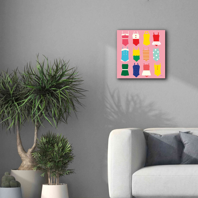 «Bathing Suits Galore» par Ann Kelle Designs, art mural sur toile, H 18 po x l 18 po x P 0,75 po