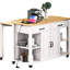 Îlot de cuisine 47,2 po avec table de salle à manger extensible 13,8 x 41,7 po, placage en bois d'hévéa, support de rangement interne, prises de recharge-133698572-133698575-133698577