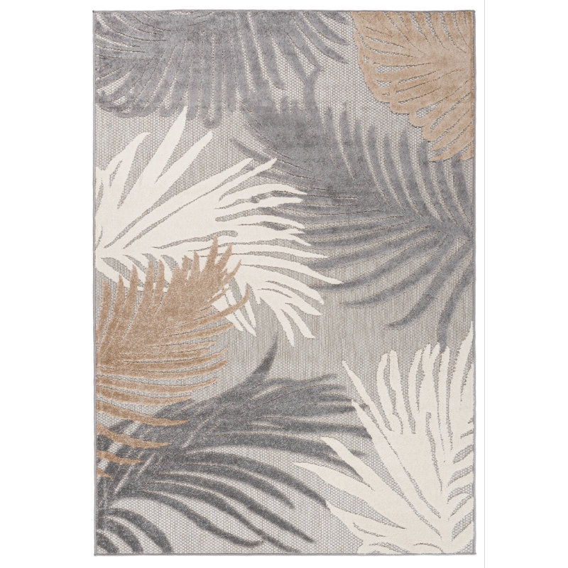 Hernandez Floral Indoor & Outdoor Area Rug, Rectangle 2' x 3', Beige/White/Gray
