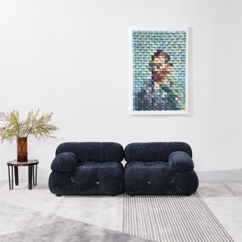 Canapé en chenille de 76 po Belani, Chenille bleu
