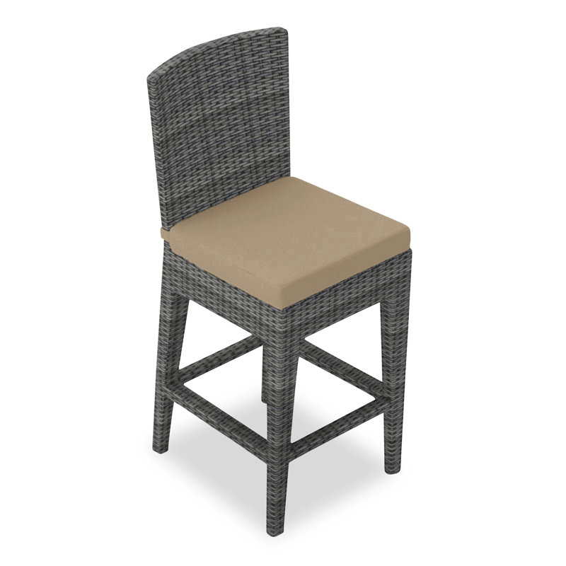 Arden Outdoor Bar Stool, Canvas Natural Sunbrella® Canvas, 25", Textured Slate