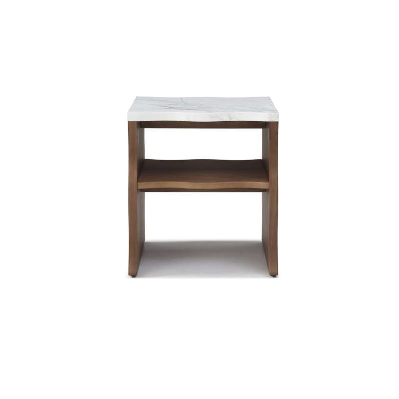 Table de bout moderne avec tablette de rangement 17,72 "Whisper Of Waves (table incluse seulement), Noyer brun