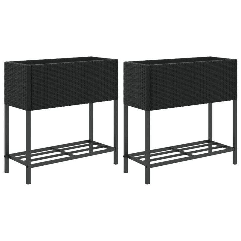 Elevated Planter, 70cm H x 70cm W x 28cm D, Black