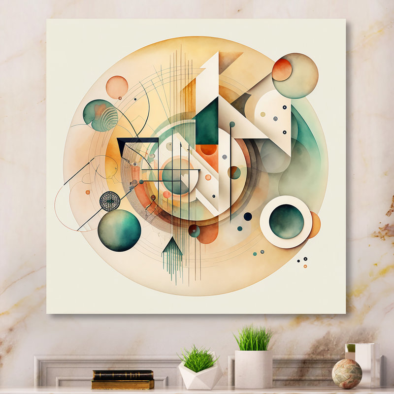 «Warm Minimalist Circular Abstract II», peinture sur toile, H 30 po x l 30 po x P 1 po, Toile tendue
