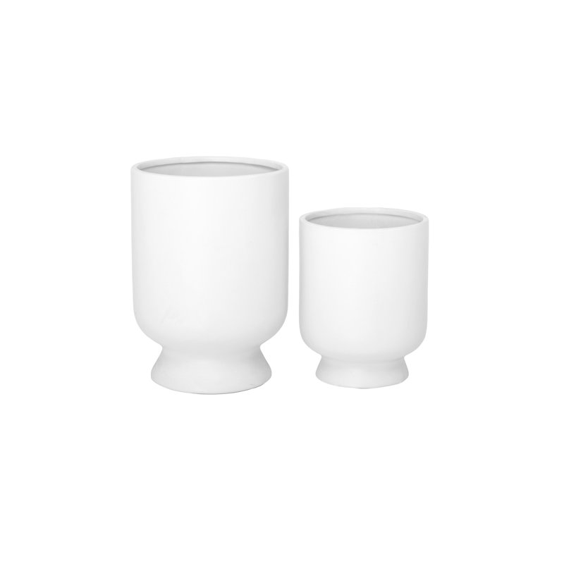Ceramic Round Bellied Pot Matte Finish White