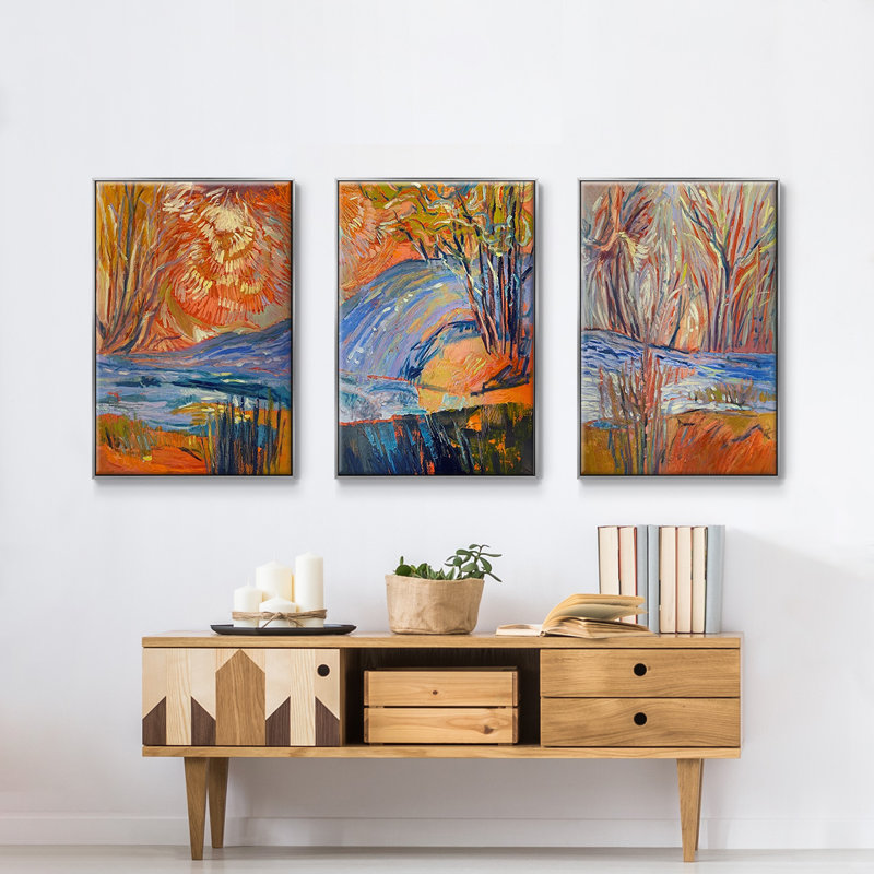 3 pièces Cadmium Winter Solstice I, H 24 po x l 48 po x P 2 po, Argent