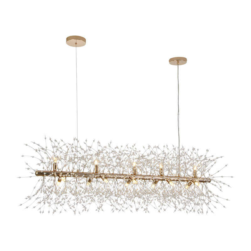 15-Light Linear Firework Chandelier , Brass