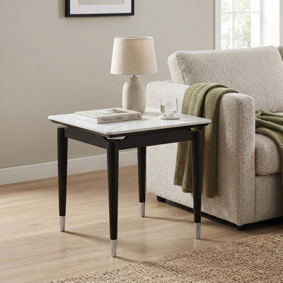 Winchendon 24" Square Wood End Table With Sintered Stone Top