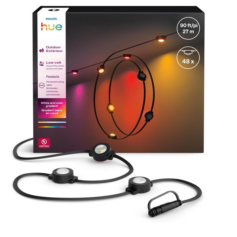 Festavia Permanent 90 Ft/48 Lights (black), Black