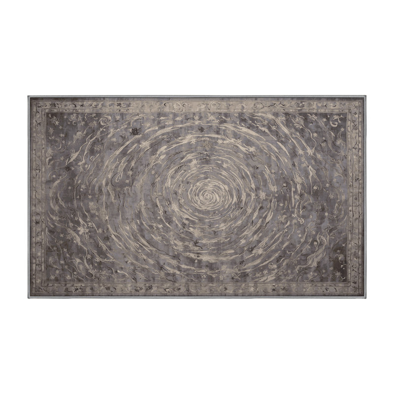 Machine Washable Gray Area Rug, Rectangle 3' x 5'
