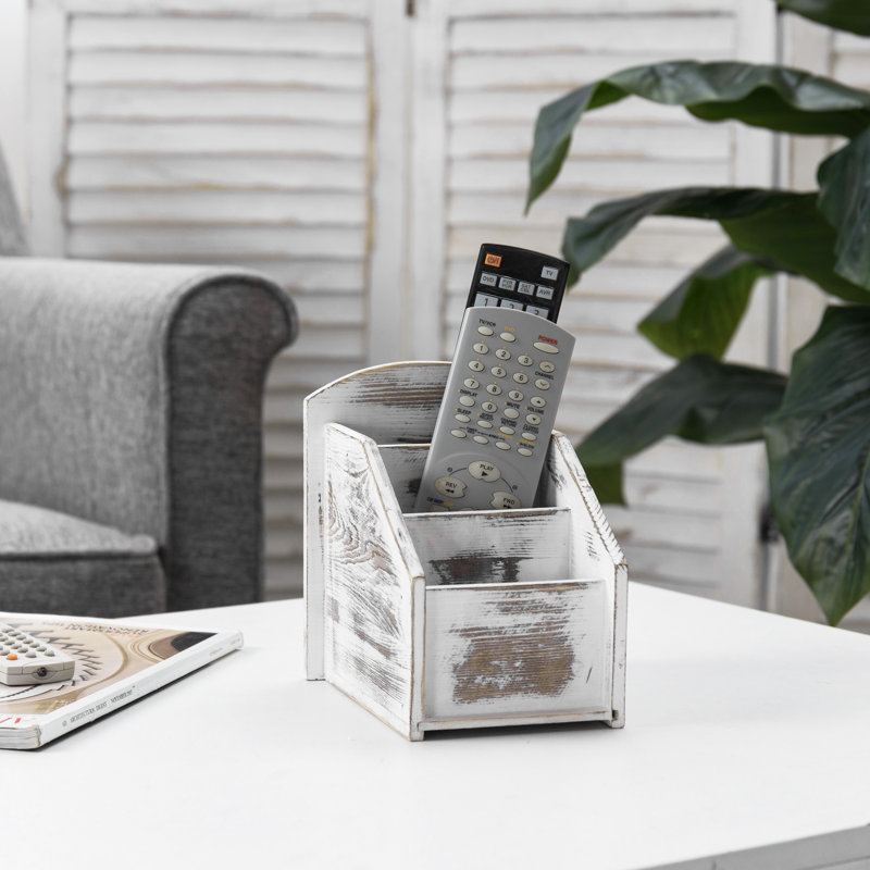 Casler Whitewashed Remote Control Holder