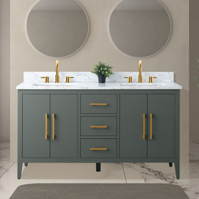 Chambery 60" Double Sink Bathroom Vanity with Engineered Marble Top