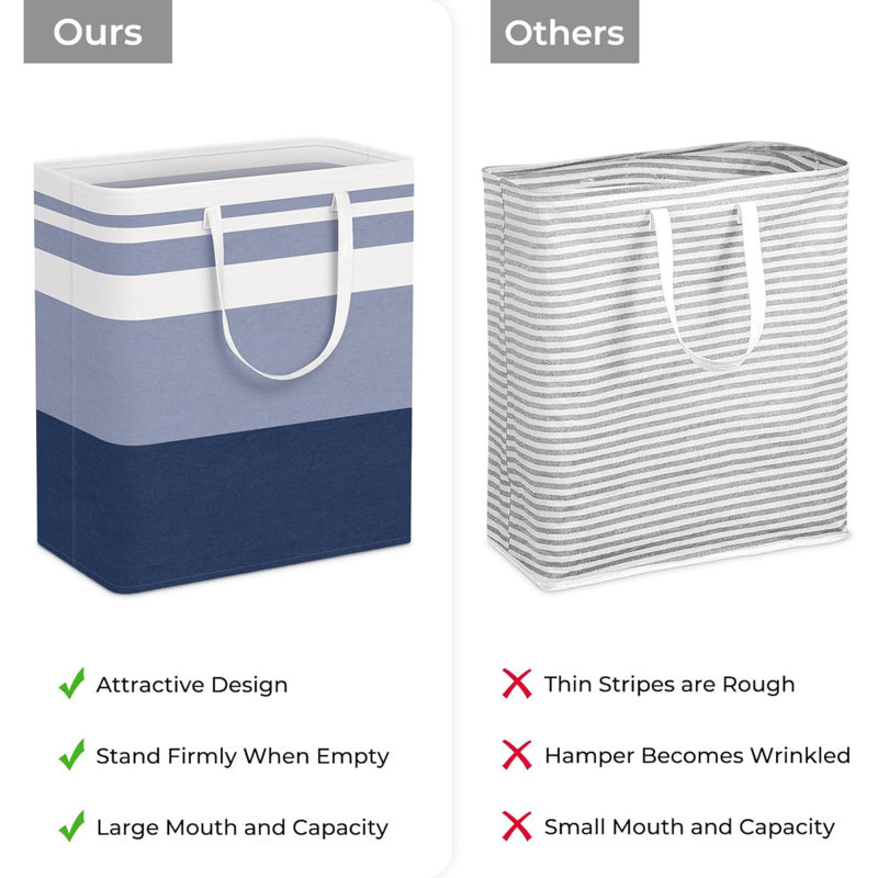 2 Pack  Laundry Basket Waterproof Freestanding Laundry Hamper Collapsible Tall Clothes Hamper With Extended Handles For Clothes Toys In The Dorm And Family