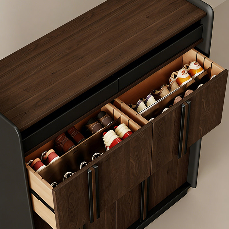 Armoire de rangement pour chaussures Keshbridge, H 50,79 po x l 39,37 po x P 15,75 po, Brun / Noir