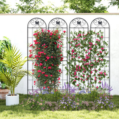 86.7'' H X 19.7'' W Metal Garden Trellis Vintage Arched Panels For Climbing Vines