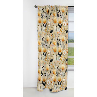 Neutre fleurs beiges motif boho III - rideau boho - rideau occultant abstrait - 1 panneaux
