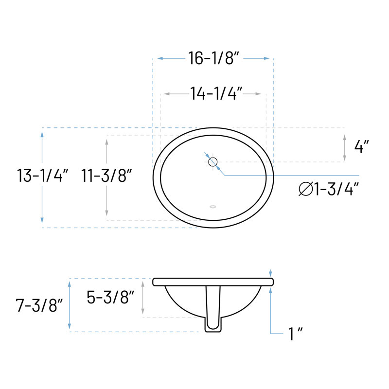 Bone Vitreous China Oval Undermount Bathroom Sink