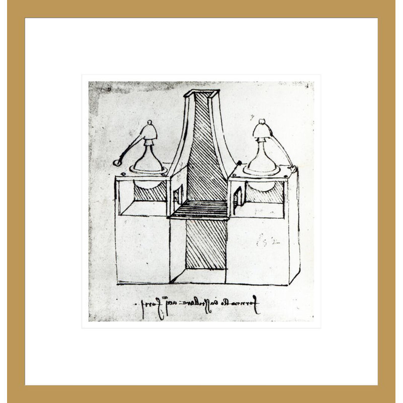 Fol. 335r-b Codex Atlanticus par Leonardo da Vinci, impression giclée encadrée, H 14,26 po x l 13,75 po