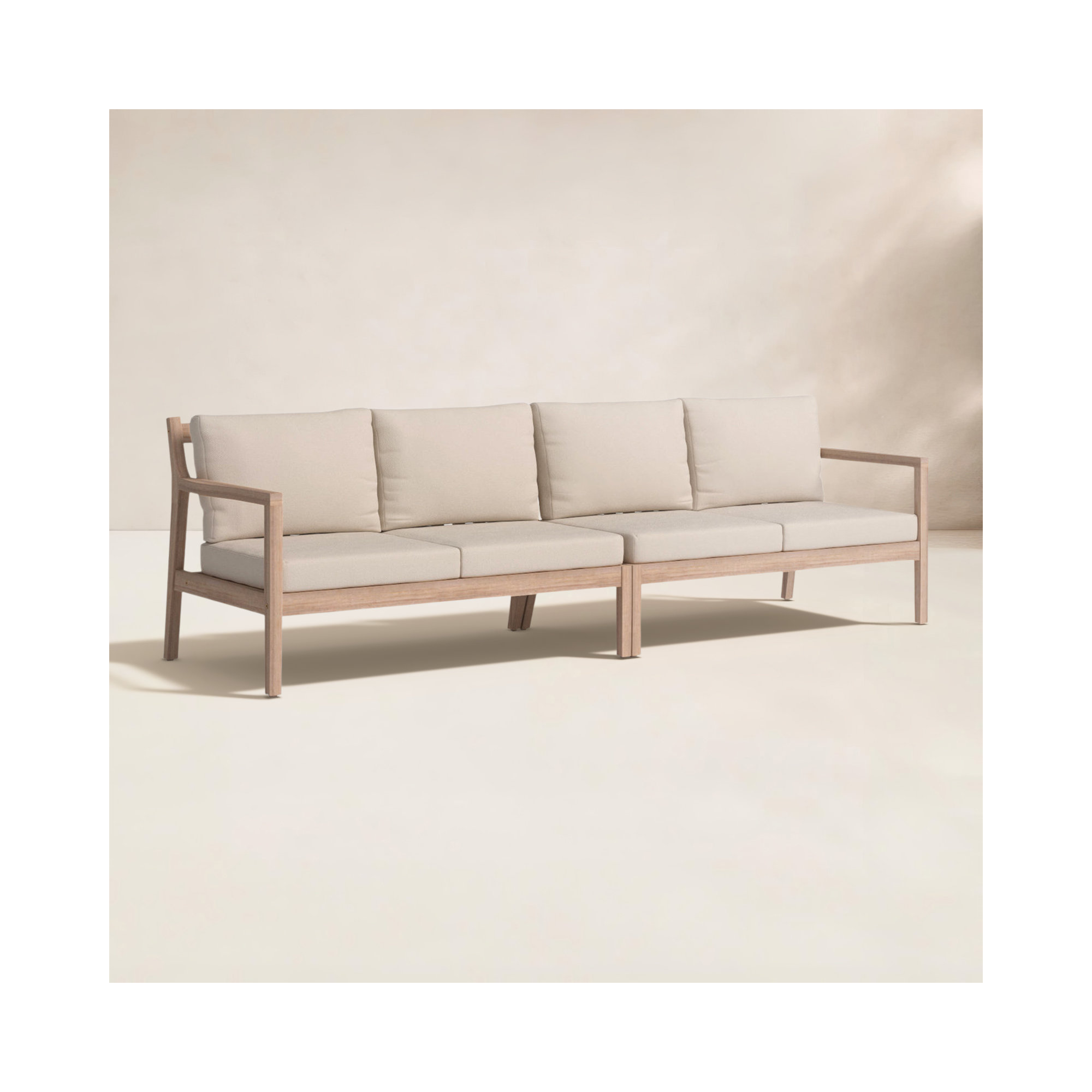 Amina 54'' Acacia Outdoor Loveseat, Beige