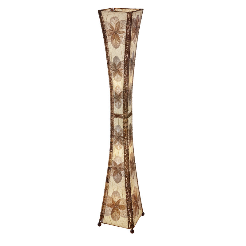 Quintan 72'' Black Column Floor Lamp, Natural
