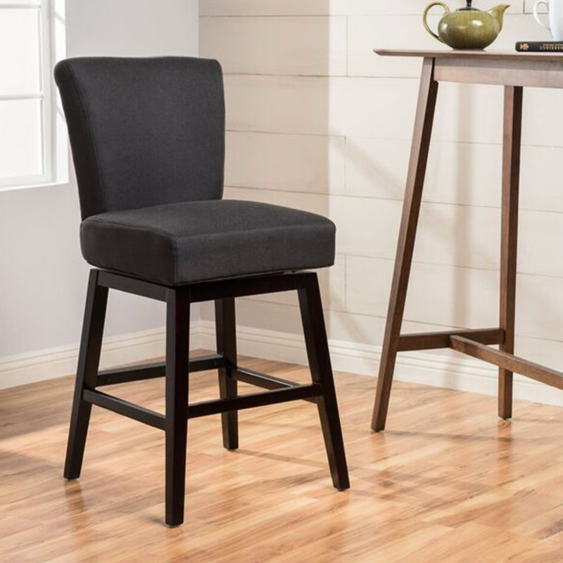Tabouret de comptoir pivotant gris anthracite avec pieds en bouleau 19,5 po x 24,29 po, hauteur des pieds 40,5 po