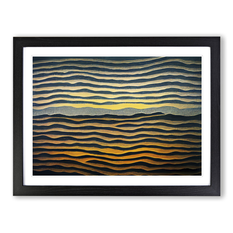 Abstract Ocean Ripples - Framed Print, Black, 34cm H x 46cm W x 2cm D